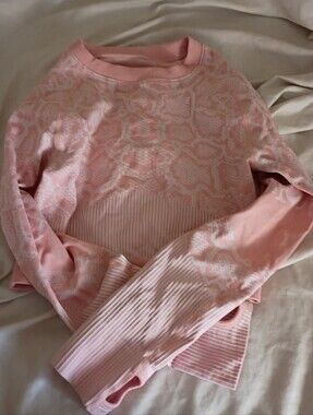 Pink Snake Skin Print Athletic Top with Thumbholes